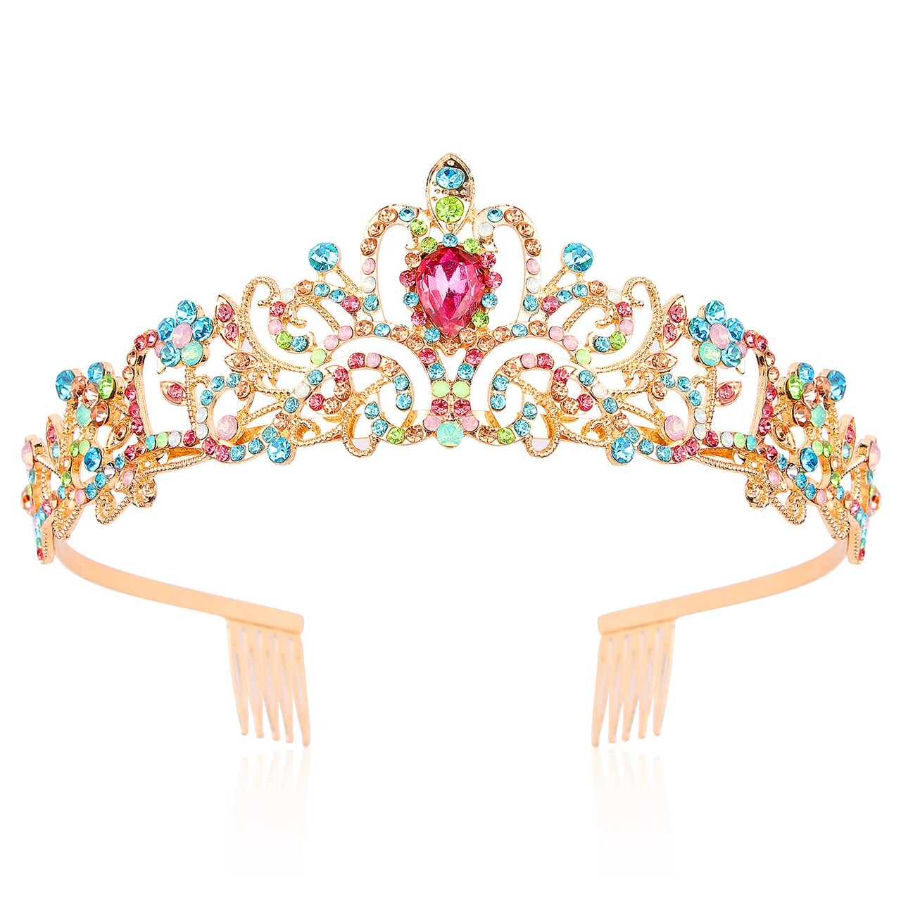 Crystal Crown Headband for Girls, Rapunzel Kids Hair Accessories with Princess Tiara and Crowns